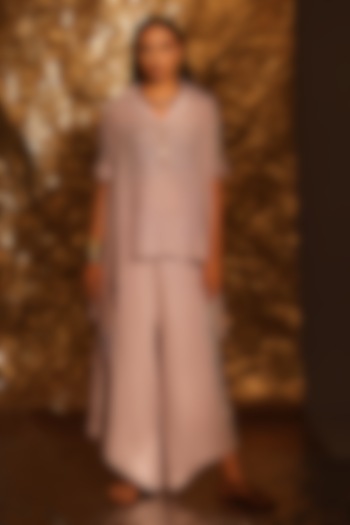 Dusty Lavender Thin Cotton Sequins & Metallic Embellished Co-Ord Set by EnEch By Nupur Harwani at Pernia's Pop Up Shop