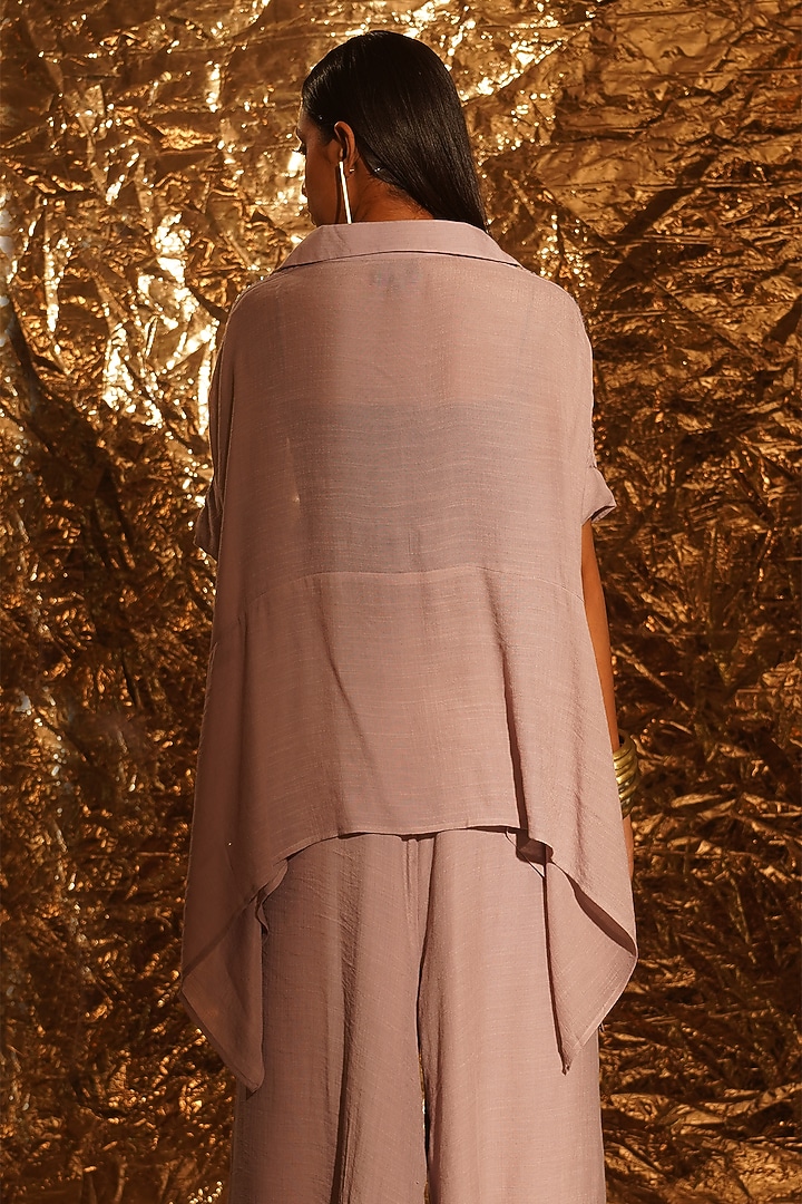 Dusty Lavender Thin Cotton Sequins & Metallic Embellished Co-Ord Set by EnEch By Nupur Harwani at Pernia's Pop Up Shop