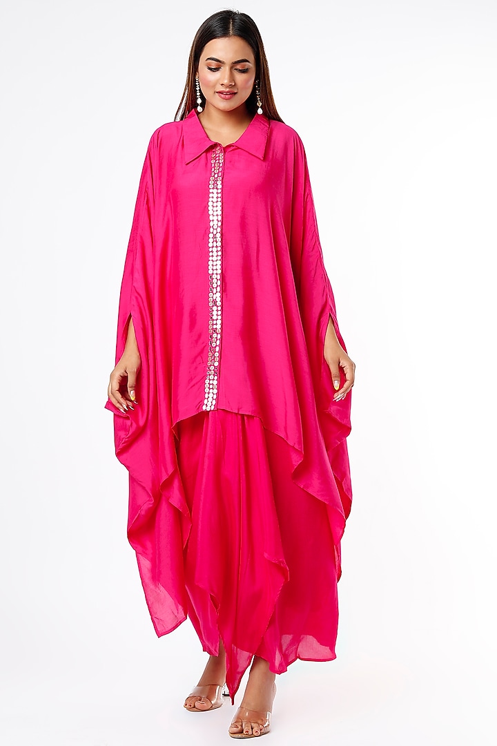 Rani Pink Muslin Modal Skirt Set by Enech By Nupur Harwani at Pernia's Pop Up Shop