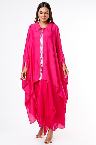 Rani Pink Muslin Modal Skirt Set by Enech By Nupur Harwani