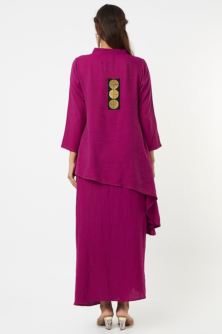Purple Khadi Draped Skirt Set by EnEch By Nupur Harwani at Pernia's Pop Up Shop