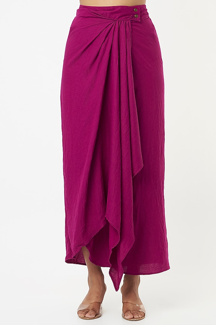 Purple Khadi Draped Skirt Set by EnEch By Nupur Harwani at Pernia's Pop Up Shop