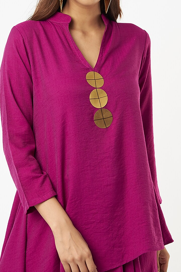 Purple Khadi Draped Skirt Set by EnEch By Nupur Harwani at Pernia's Pop Up Shop