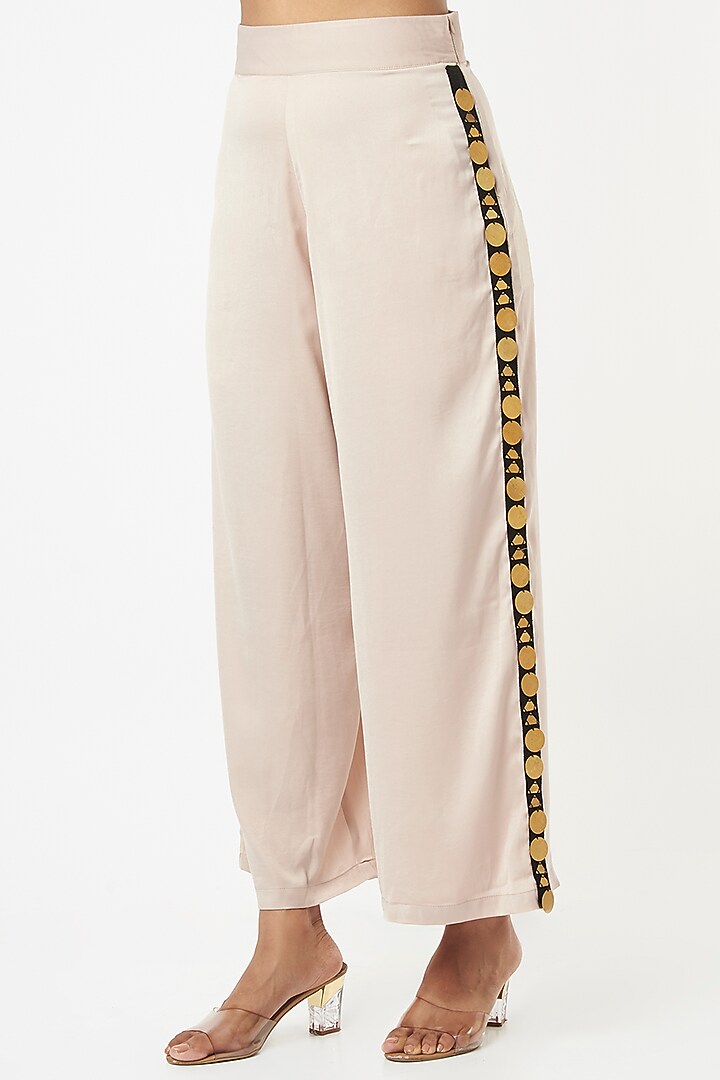Grey Muslin Silk Modal Palazzo Pant Set by EnEch By Nupur Harwani at Pernia's Pop Up Shop
