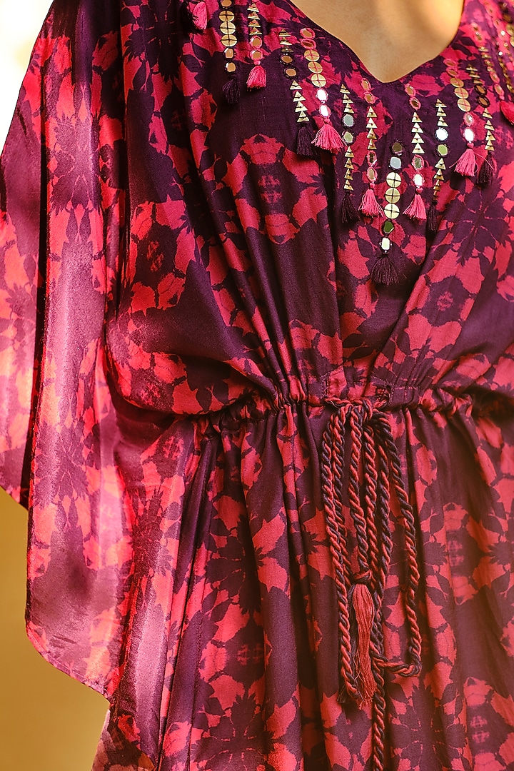 Purple Digital Printed Asymmetrical Palazzo Pant Set by Enech By Nupur Harwani at Pernia's Pop Up Shop