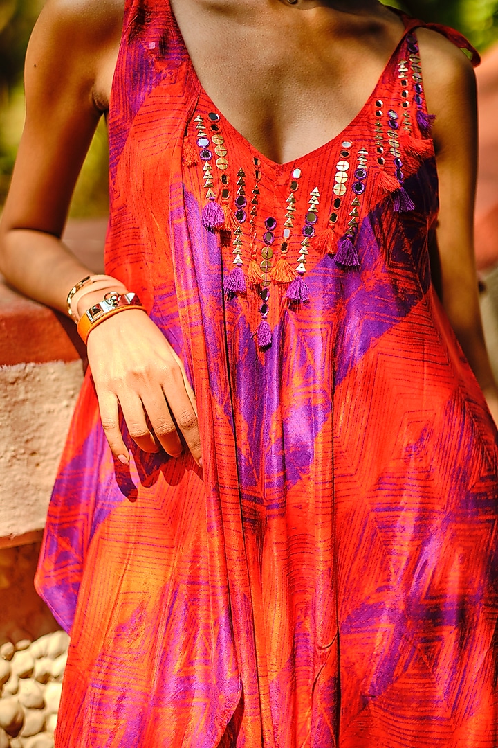 Red Digital Printed Jumpsuit by Enech By Nupur Harwani at Pernia's Pop Up Shop