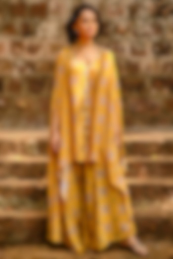 Yellow Digital Printed Tunic Set by Enech By Nupur Harwani