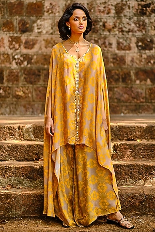 Yellow Digital Printed Tunic Set by Enech By Nupur Harwani