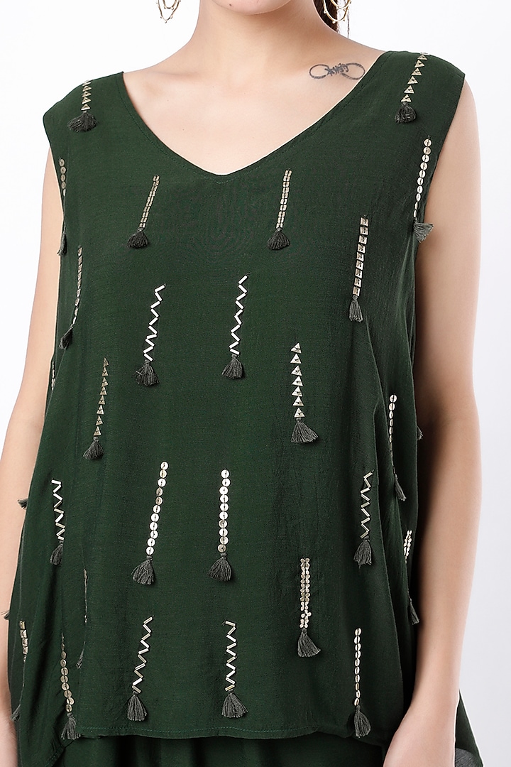Bottle Green Tie-Dye Jumpsuit by EnEch By Nupur Harwani at Pernia's Pop Up Shop