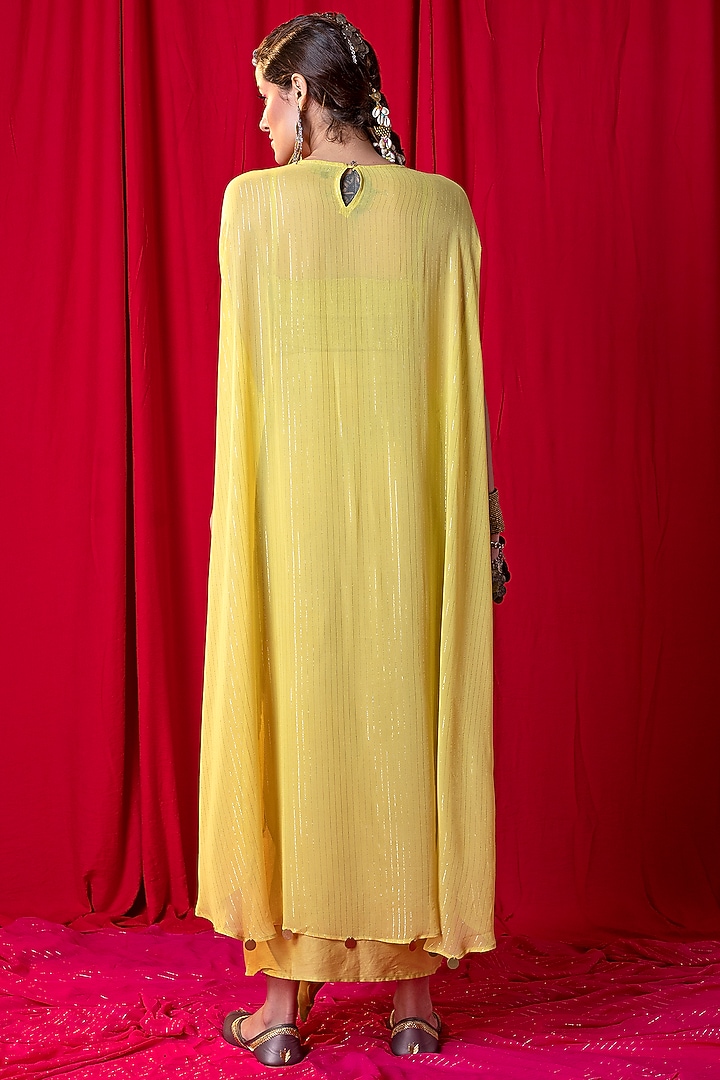 Lime Green Embroidered Kimono Tunic Set by EnEch By Nupur Harwani at Pernia's Pop Up Shop