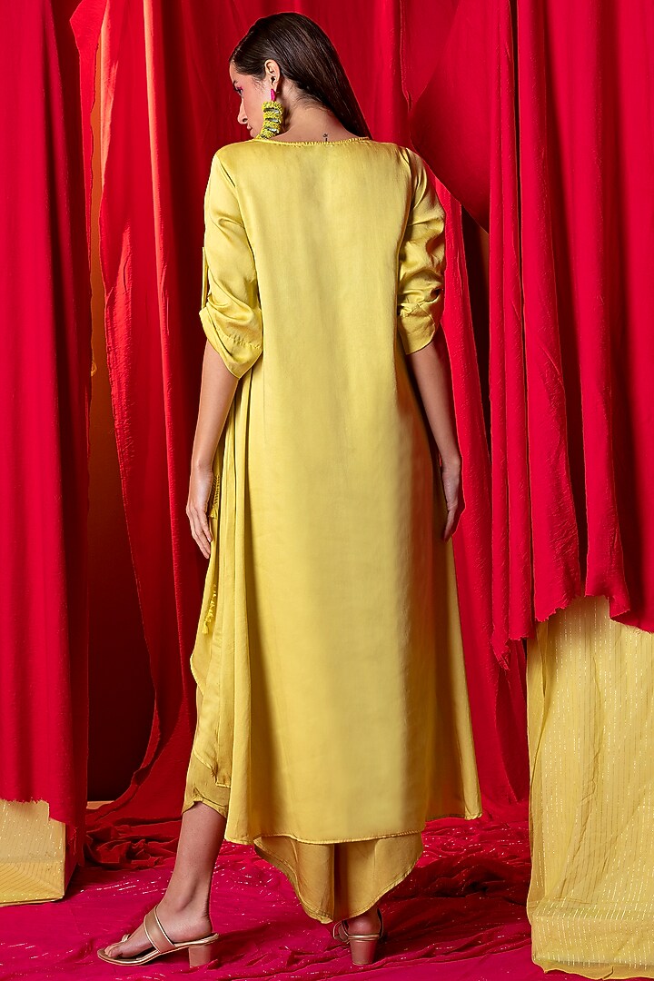Lime Green Embellished High-Low Tunic Set by EnEch By Nupur Harwani at Pernia's Pop Up Shop