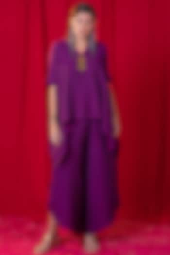 Purple Khadi Palazzo Pant Set by EnEch By Nupur Harwani