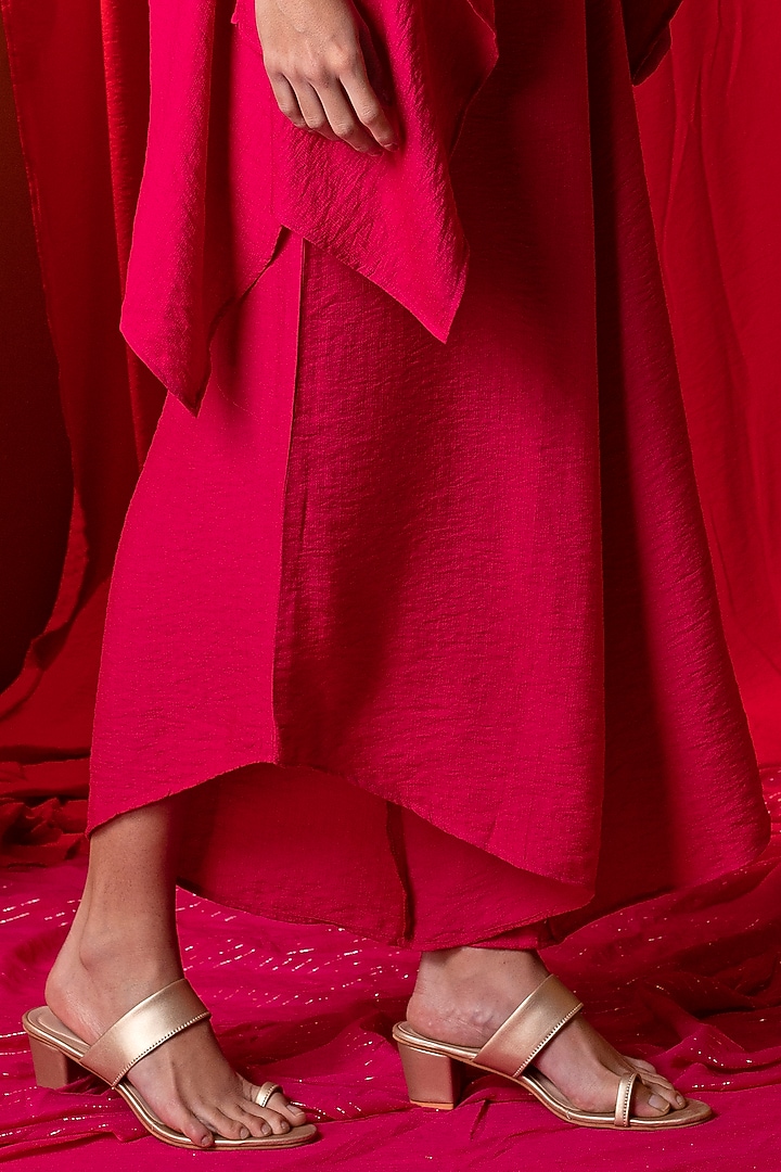 Rani Pink Khadi Asymmetrical Pant Set by EnEch By Nupur Harwani at Pernia's Pop Up Shop