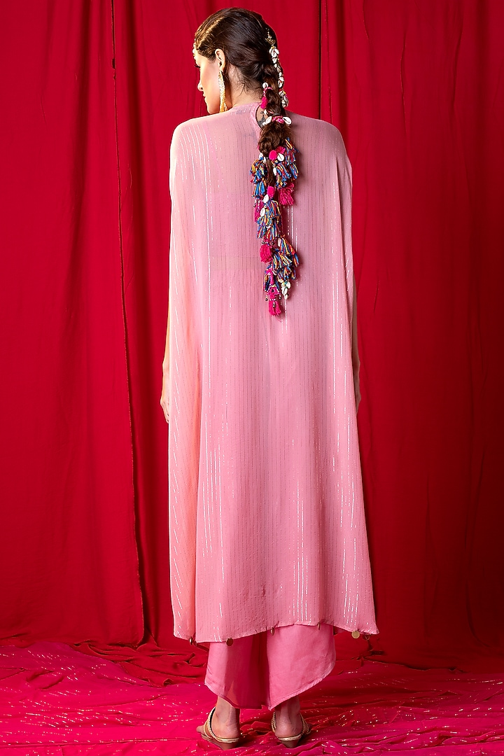 Moose Pink Embroidered Tunic Set by EnEch By Nupur Harwani at Pernia's Pop Up Shop