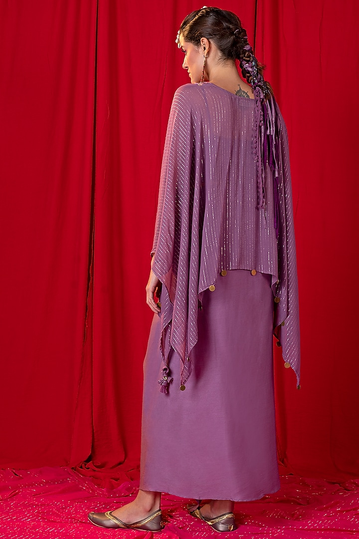 Lavender Embroidered Cape Set by EnEch By Nupur Harwani at Pernia's Pop Up Shop