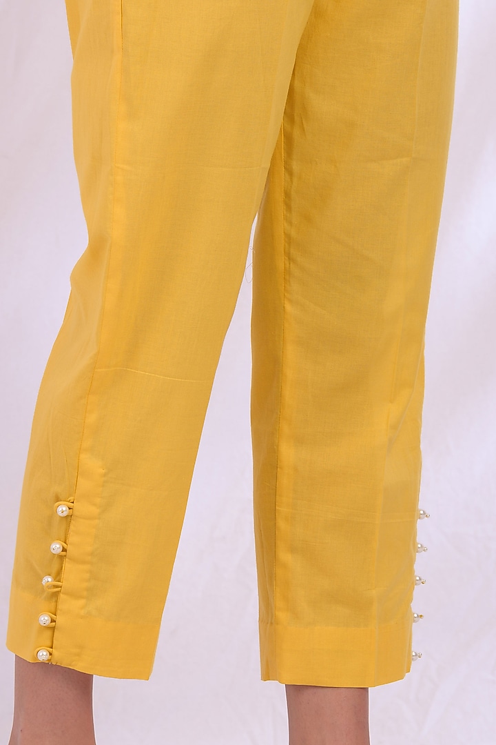 Mango Yellow Embroidered Kurta Set by Enaarah at Pernia's Pop Up Shop