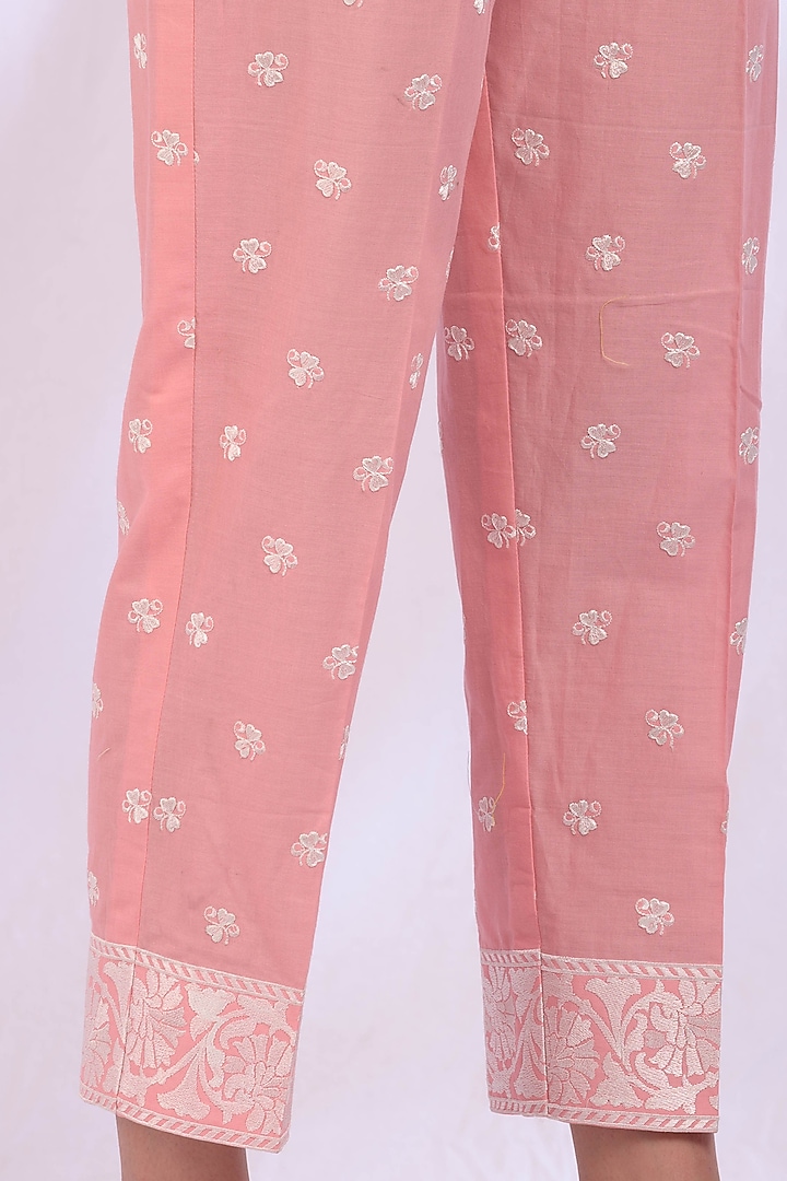 Rose Pink Embroidered Kurta Set by Enaarah at Pernia's Pop Up Shop