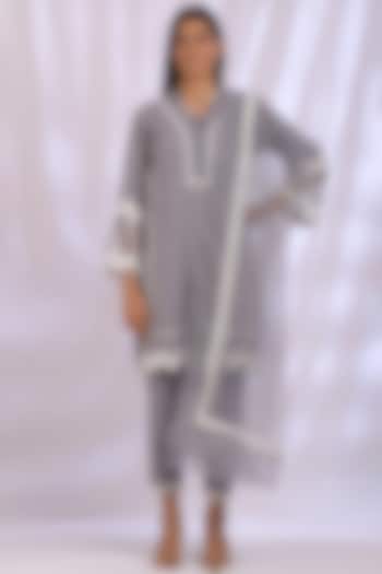 Spanish Grey Cotton Kurta Set by Enaarah at Pernia's Pop Up Shop