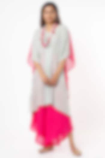 Pink & Green Shimmer Kaftan Set by Enech By Nupur Harwani at Pernia's Pop Up Shop
