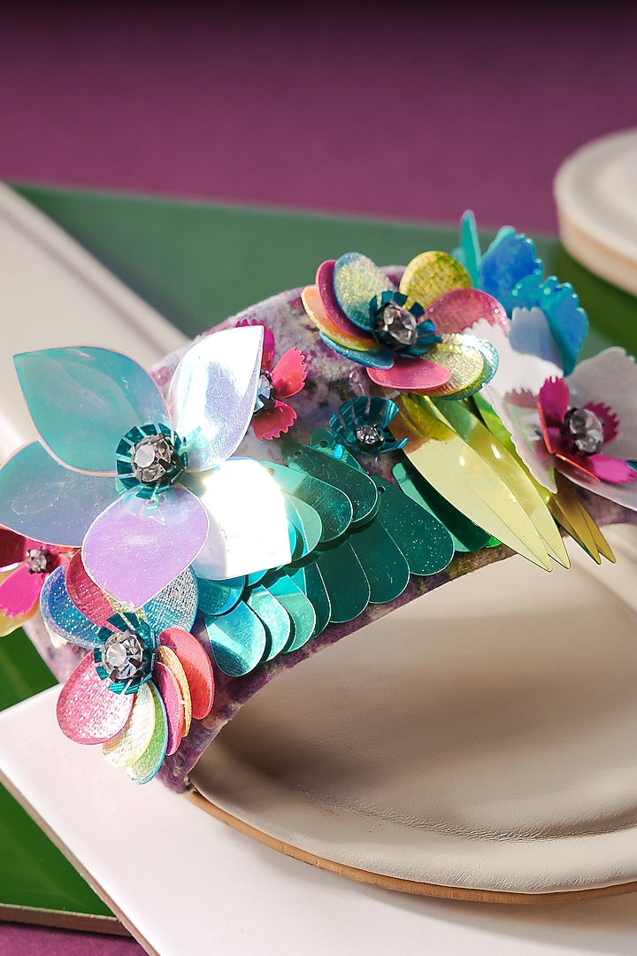 Multi-Coloured Vegan Leather Embellished Flats by The Episode at Pernia's Pop Up Shop