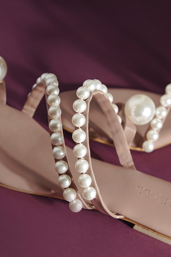 Pink Vegan Leather Embellished Flats by The Episode at Pernia's Pop Up Shop