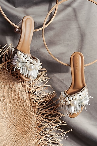 White Vegan Leather Embellished Heels by The Episode