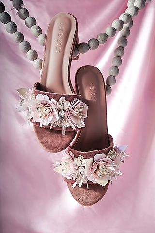 Pink Vegan Leather Embellished Heels by The Episode