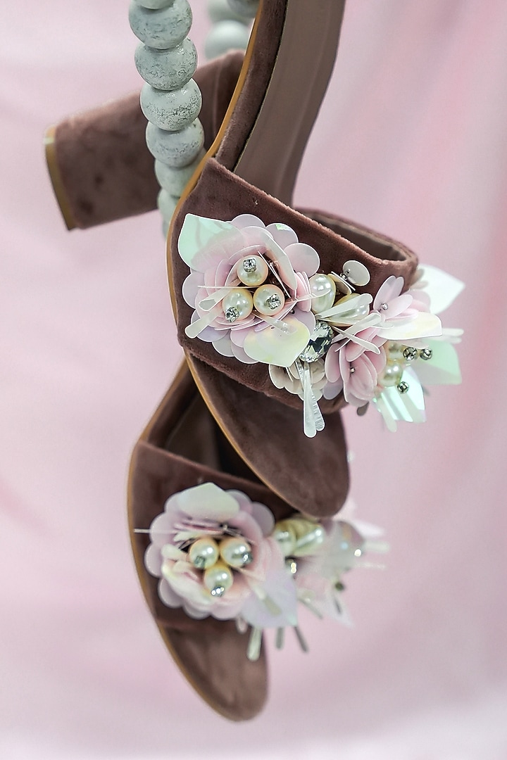 Pink Vegan Leather Embellished Heels by The Episode at Pernia's Pop Up Shop