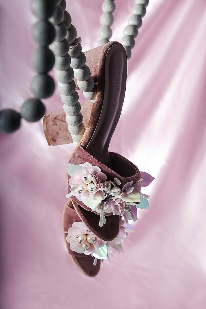 Pink Vegan Leather Embellished Heels by The Episode at Pernia's Pop Up Shop