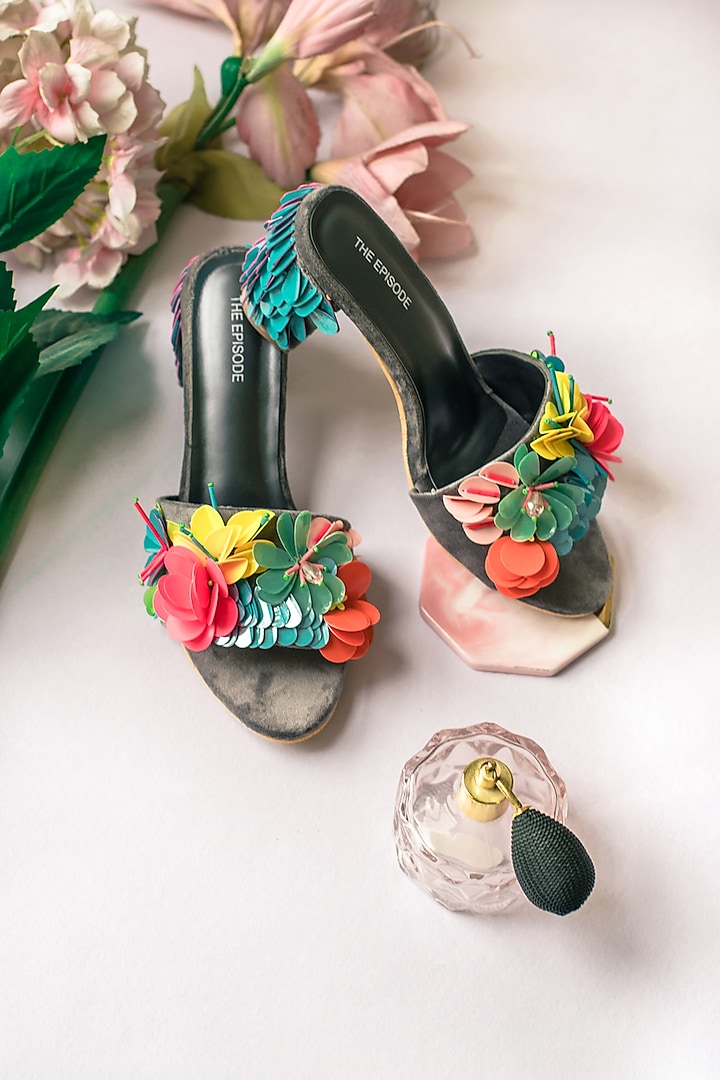 Multi-Coloured Vegan Leather Embellished Heels by The Episode