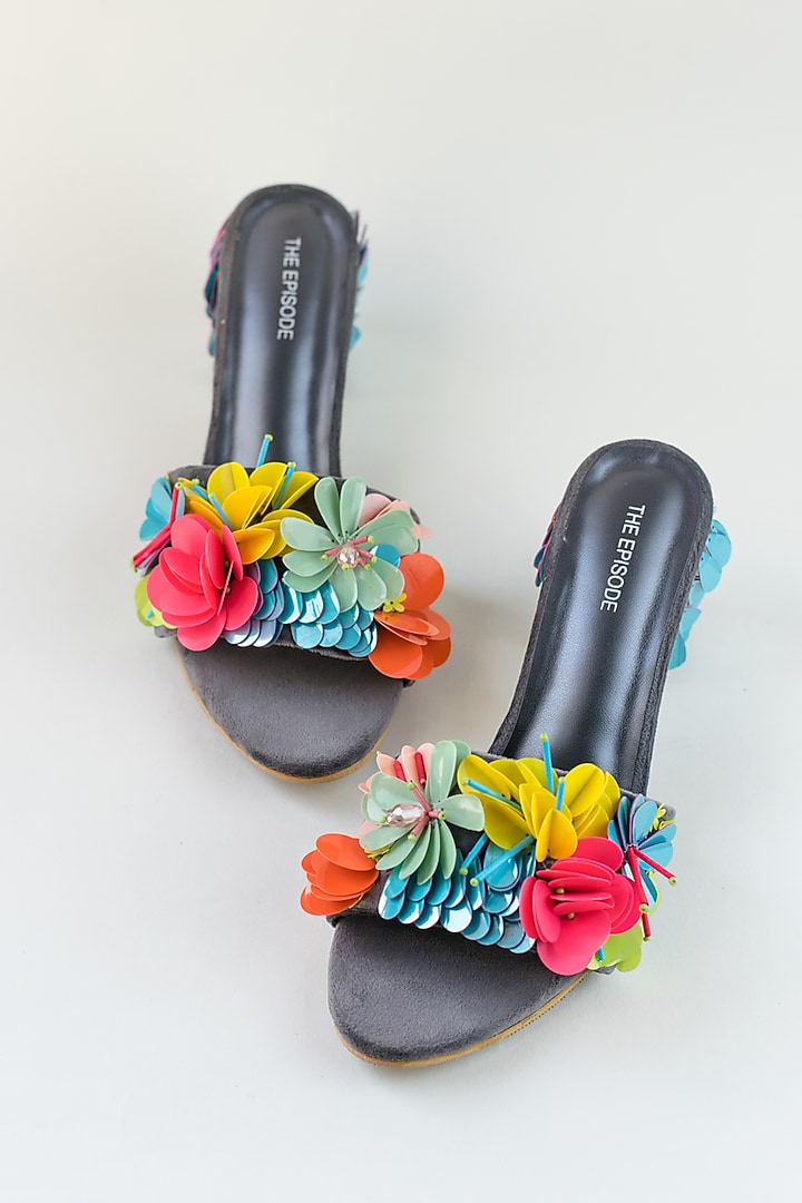 Multi-Coloured Vegan Leather Embellished Heels by The Episode at Pernia's Pop Up Shop
