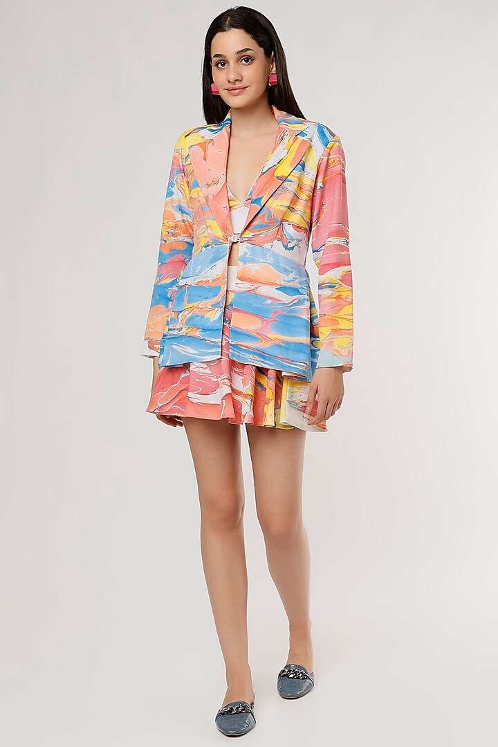Multi-Colored Crepe Jacket Set by Erised Couture
