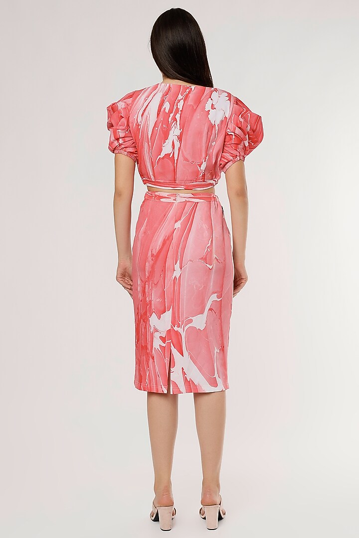 Pink Hand-Marbled Pencil Skirt Set by Erised Couture at Pernia's Pop Up Shop