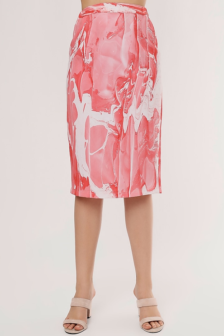 Pink Hand-Marbled Pencil Skirt Set by Erised Couture at Pernia's Pop Up Shop