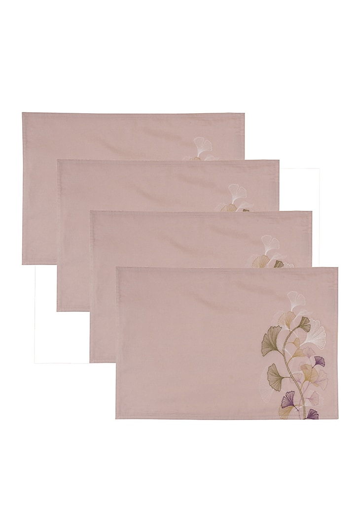 Gingko Plum Cotton Floral Printed Table Mats (Set of 4) by Eris home at Pernia's Pop Up Shop