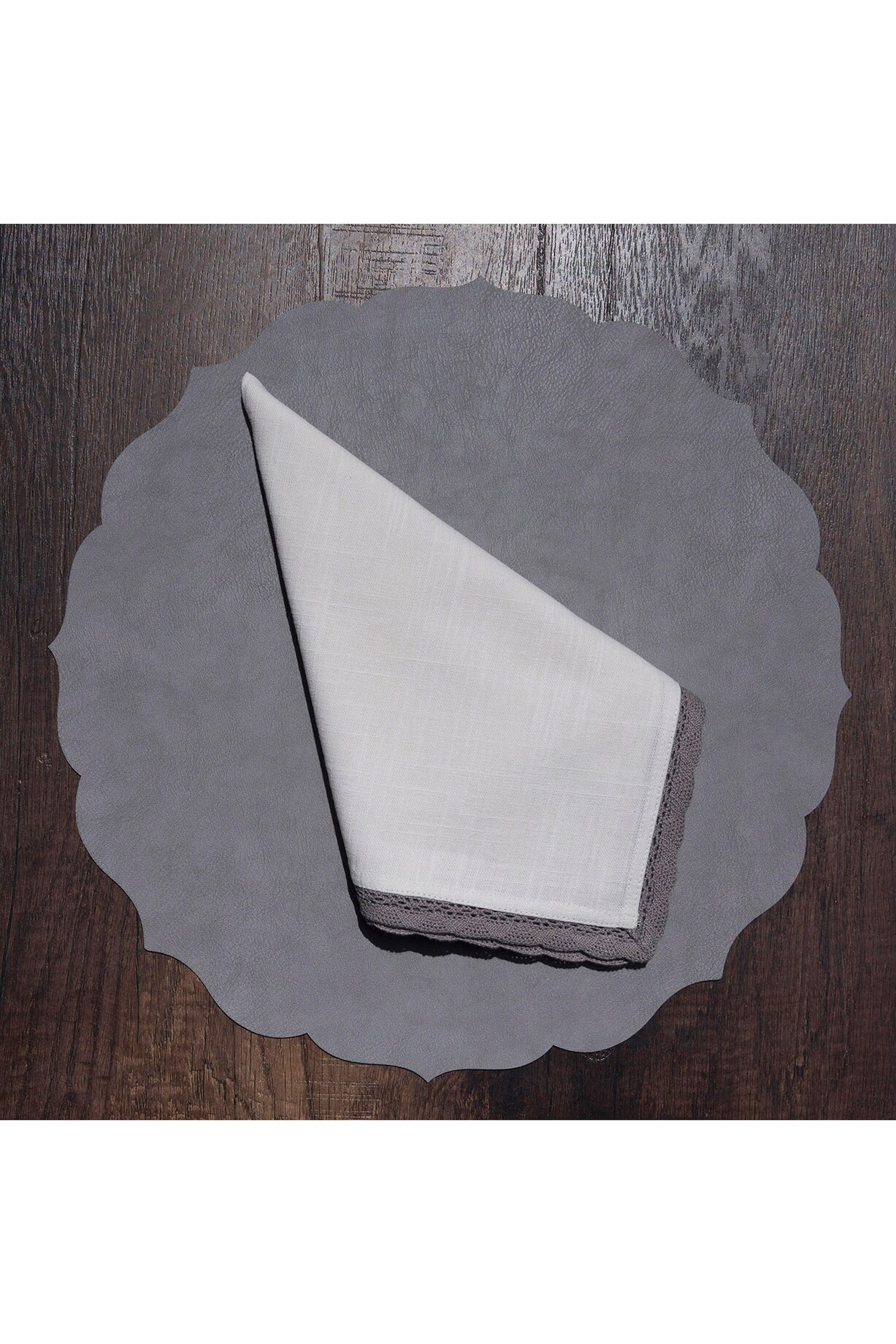 Grey Leather Table Mats (Set of 6) by Eris home at Pernia's Pop Up Shop