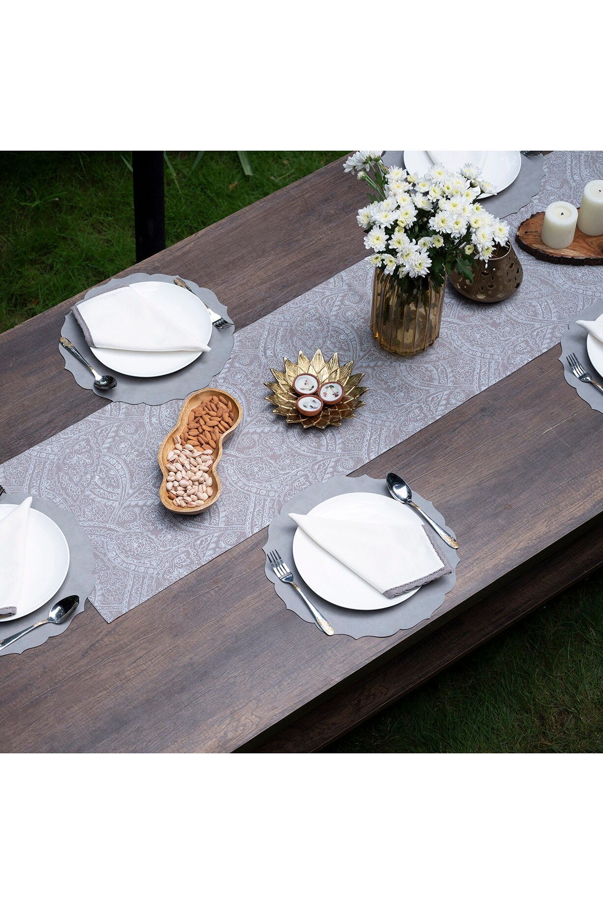 Grey Leather Table Mats (Set of 6) by Eris home at Pernia's Pop Up Shop