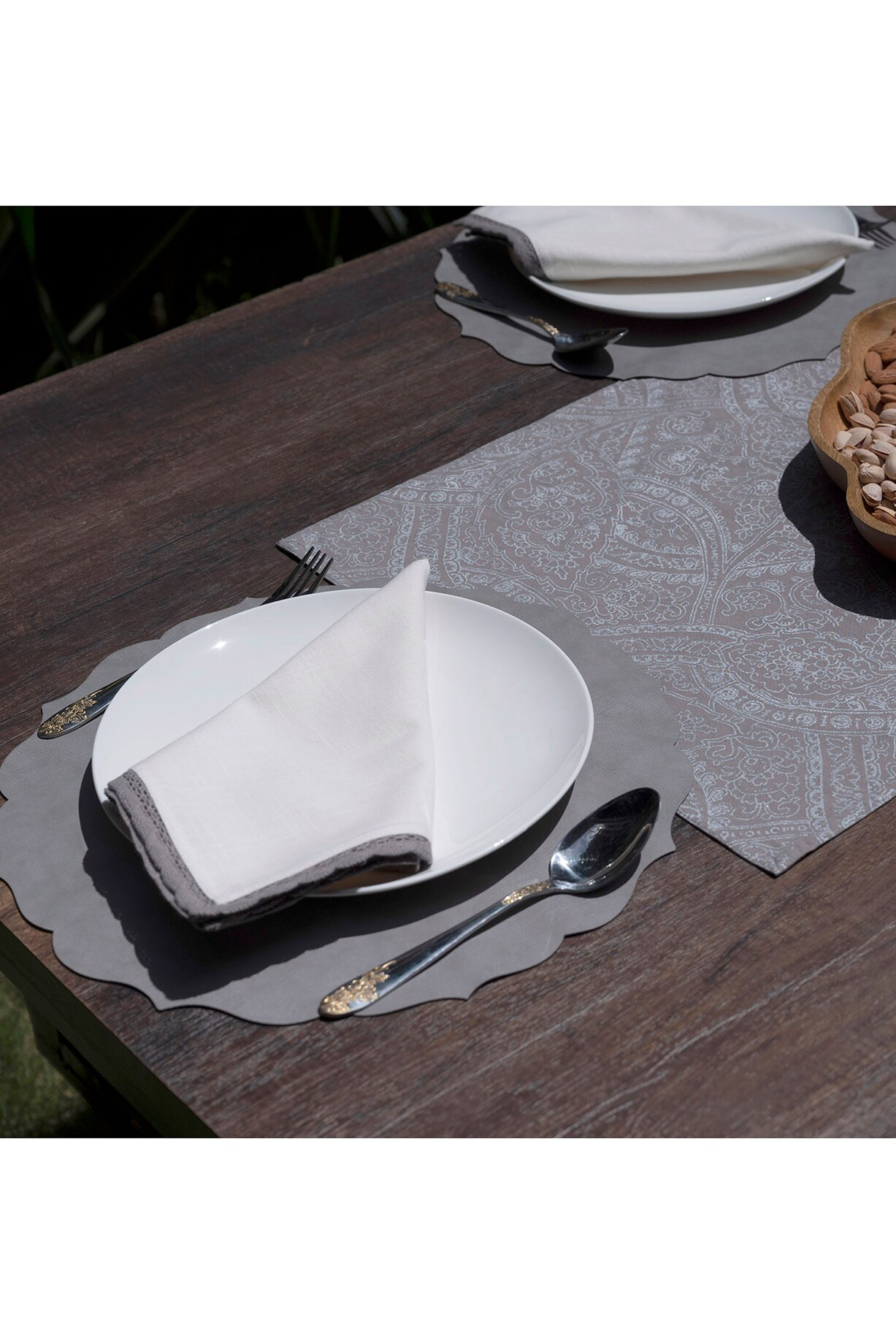 Grey Leather Table Mats (Set of 6) by Eris home at Pernia's Pop Up Shop