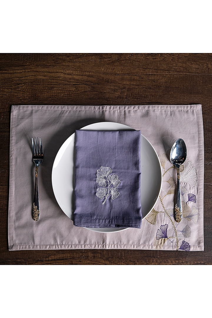 Lavender Embroidered Napkins (Set of 6) by Eris home
