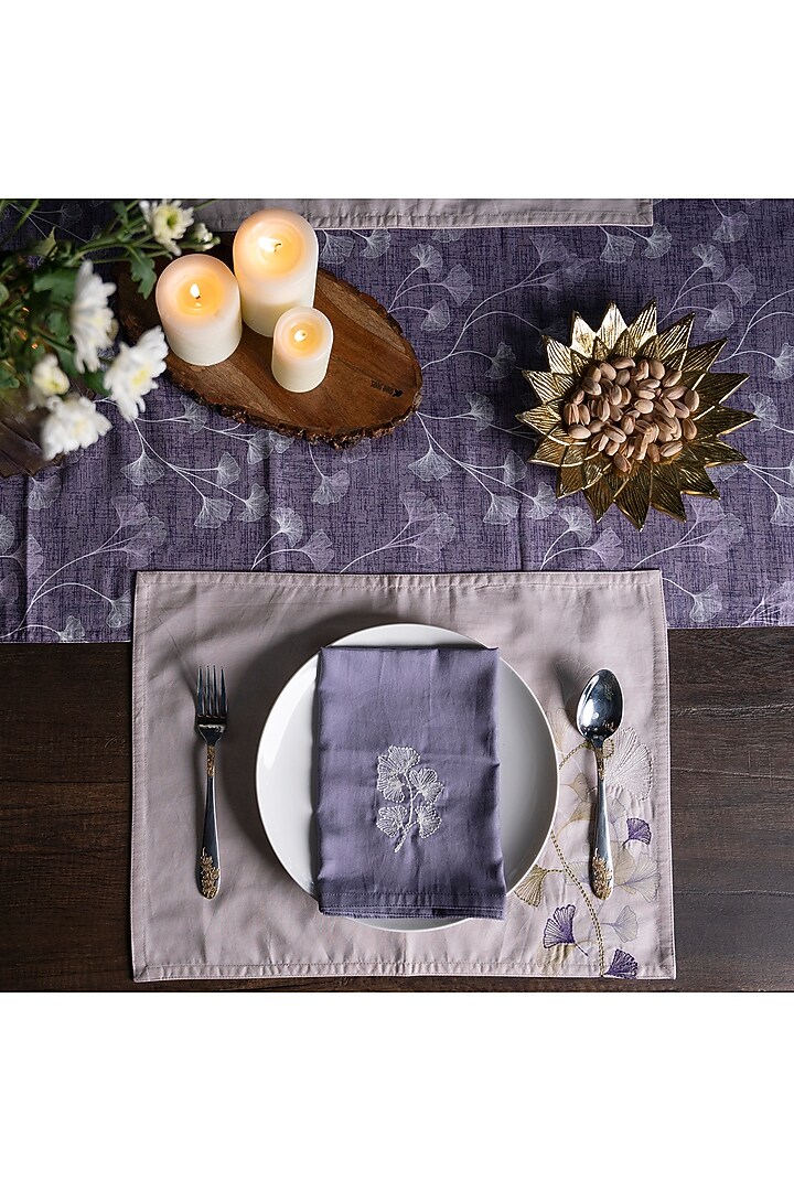 Lavender Embroidered Napkins (Set of 6) by Eris home at Pernia's Pop Up Shop