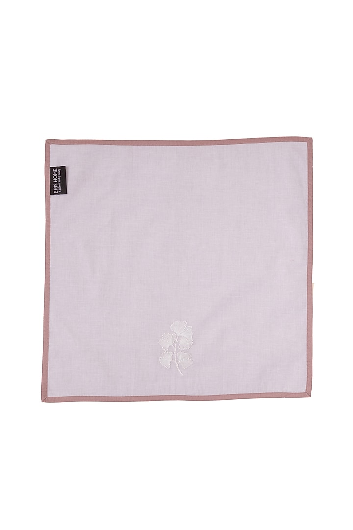 Gingko Plum Cotton Floral Printed & Embroidered Dinner Napkin Set by Eris home at Pernia's Pop Up Shop