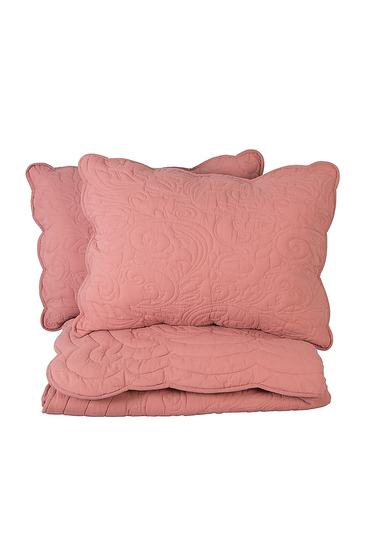 Pink Cotton Embroidered Bedcover Set by Eris home at Pernia's Pop Up Shop