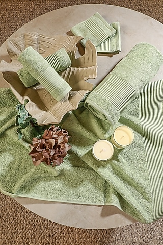 Sage Green Cotton Towel Set (Set of 6) by Eris home