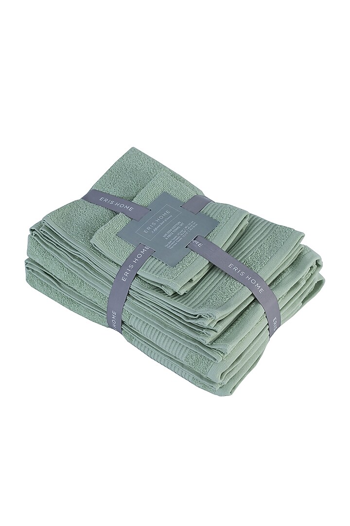 Sage Green Cotton Towel Set (Set of 6) by Eris home at Pernia's Pop Up Shop