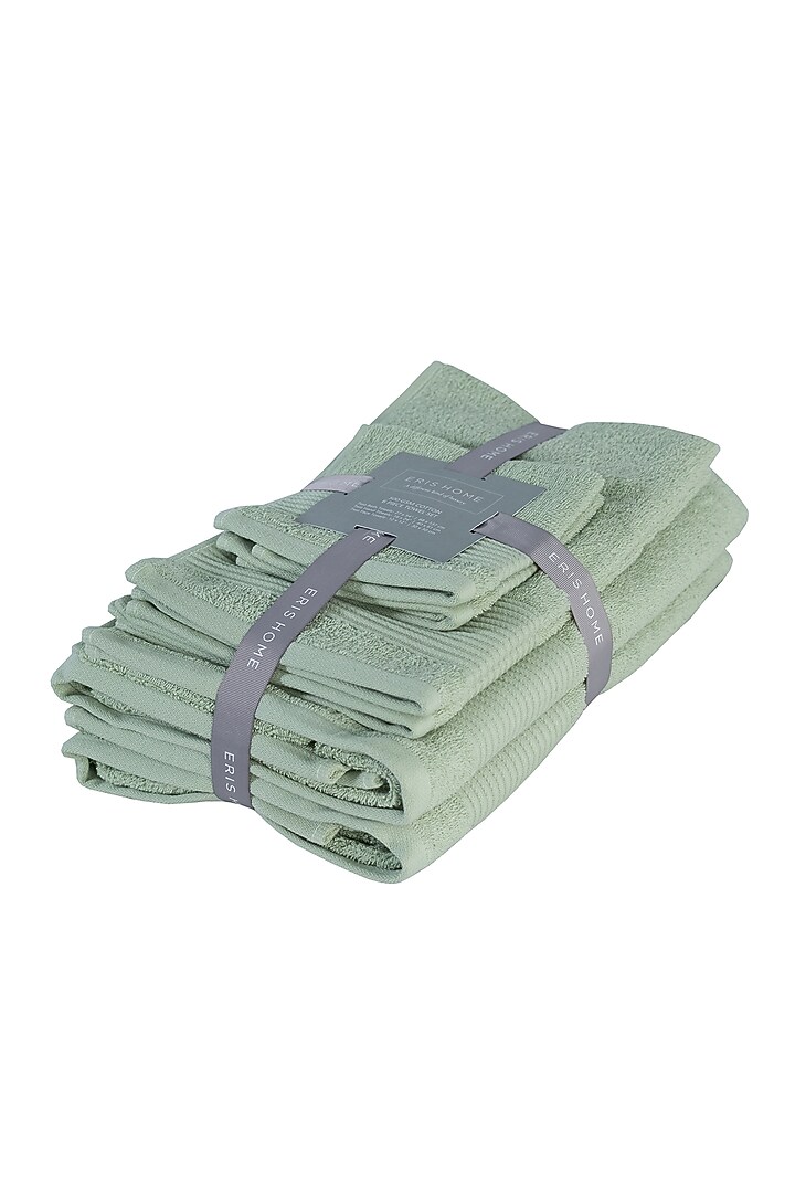 Sage Green Cotton Towel Set (Set of 6) by Eris home at Pernia's Pop Up Shop
