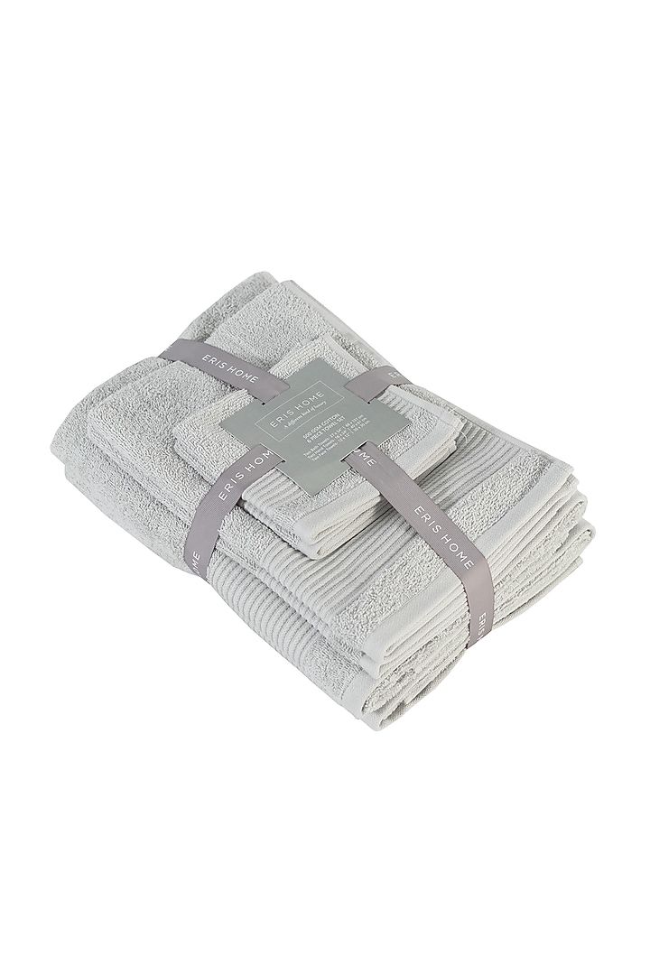 Grey Cotton Towel Set (Set of 6) by Eris home at Pernia's Pop Up Shop