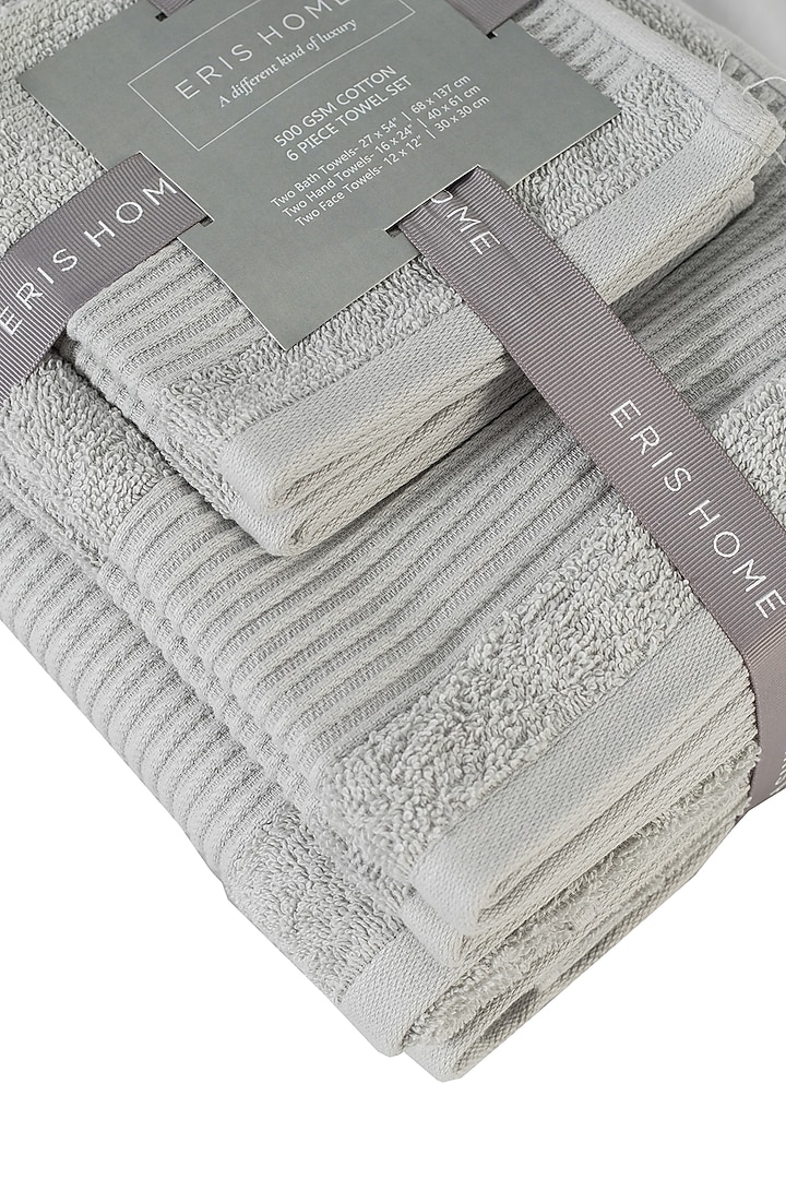 Grey Cotton Towel Set (Set of 6) by Eris home at Pernia's Pop Up Shop