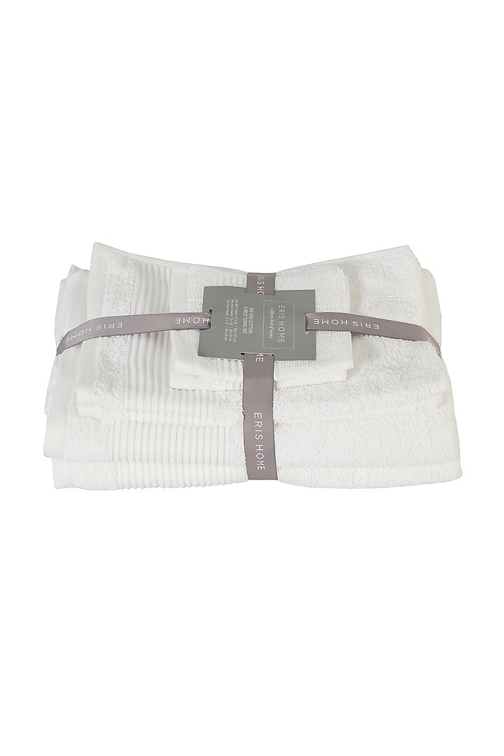 White Cotton Towel Set (Set of 6) by Eris home at Pernia's Pop Up Shop
