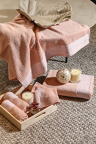 Pink Cotton Towel Set (Set of 6) by Eris home