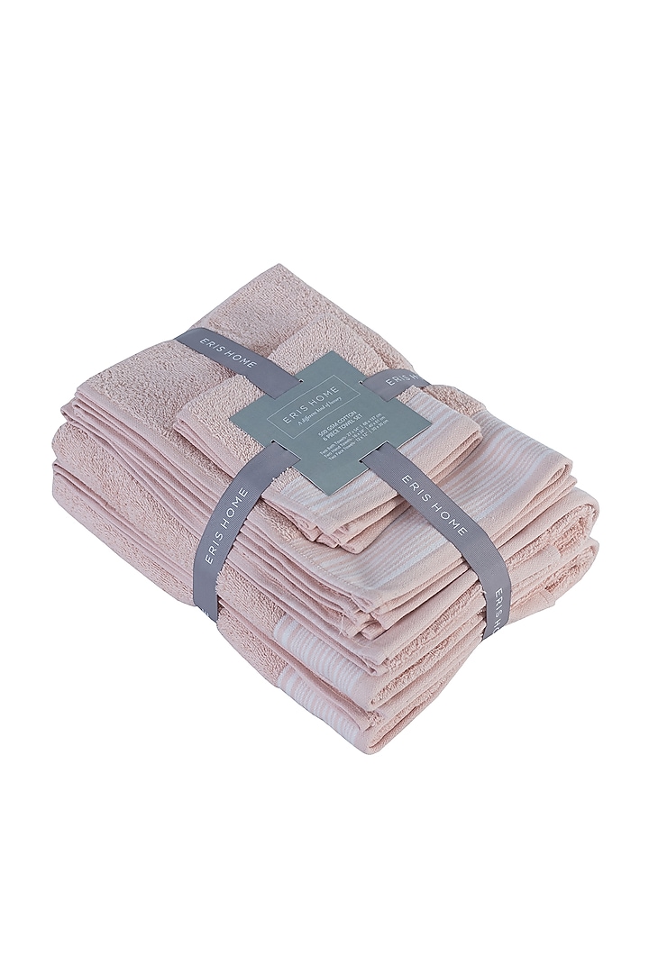 Pink Cotton Towel Set (Set of 6) by Eris home at Pernia's Pop Up Shop